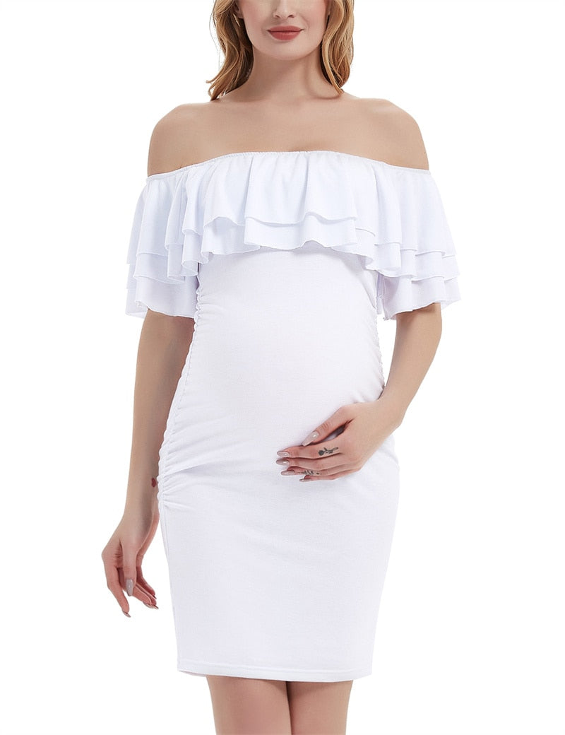 Abiti premaman Summer Photo Shoot Sexy Off Shoulder Ruffles Baby Shower Dress Abbigliamento per donne incinte