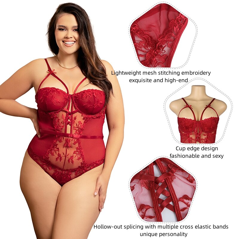 Prodotti Comeonlover Tuta intera in maglia con motivi floreali Tuta sexy senza maniche in lingerie Tute oversize con ferretto e orsacchiotti Intimo