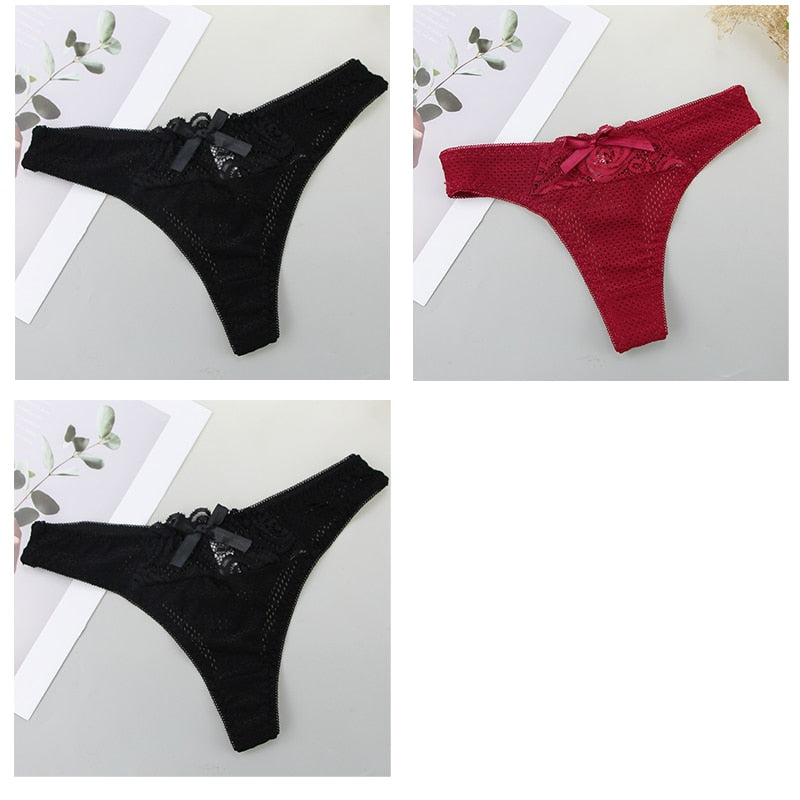 DaiNaFang New 3Pcs G-String Underwear Cotton Women Sexy Gold Solid Low Rise Bow ML XL XXL XXXL Perizoma