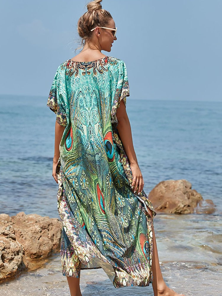 Prodotti Easy Dry Beach Cover Up Robe Plage Vestido Playa Beach Pareo Costume da bagno Cover Up Beachwear 2023 Costume da bagno Donna Maxi vestito