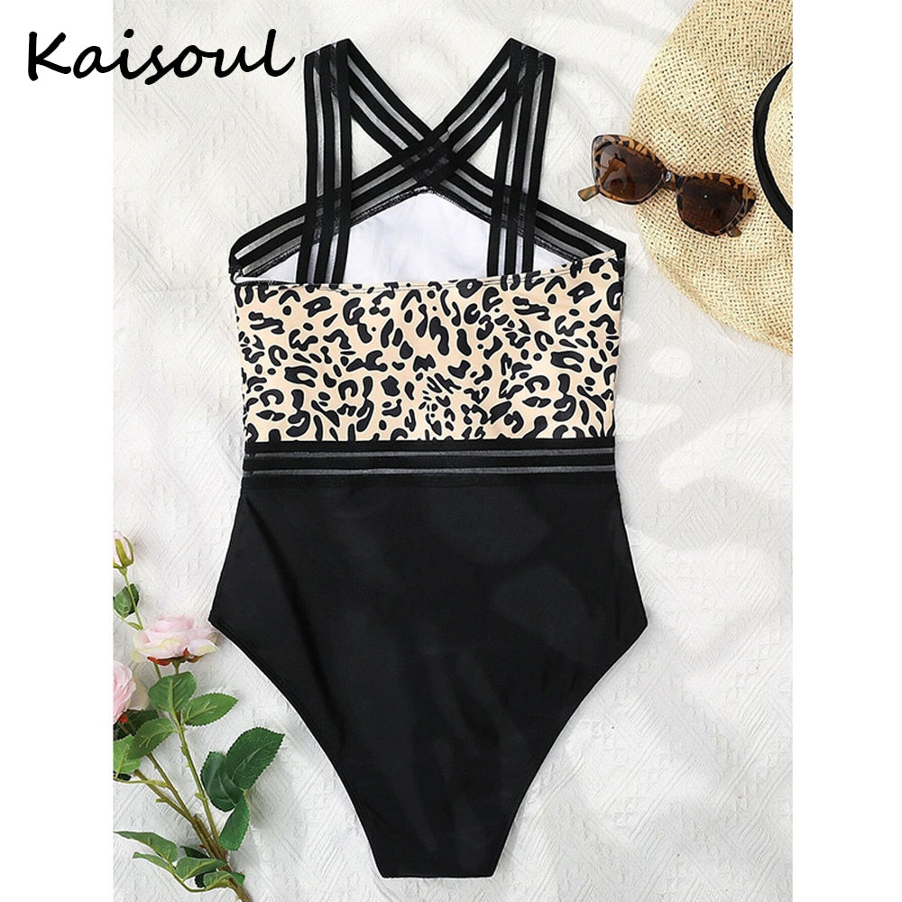 Prodotti Costumi da bagno Donna 2023 Front Cross Costume da bagno intero Stampa leopardata Costume da bagno femminile Push Up Monokini Costume da bagno sexy 2XL