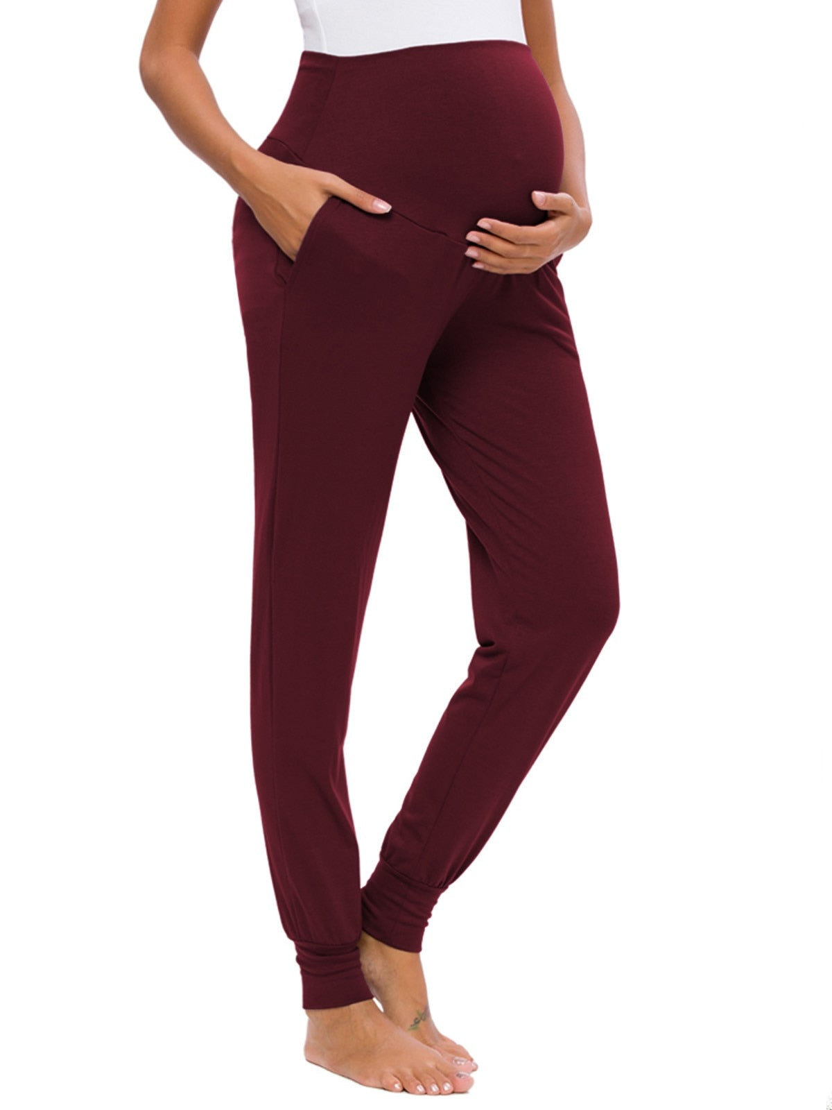 Prodotti Liu & Qu Premaman Pantaloni Casual da Donna Gravidanza Elasticizzati Comodi Pantaloni da Salotto Pantaloni a Vita Alta in Gravidanza con Tasca