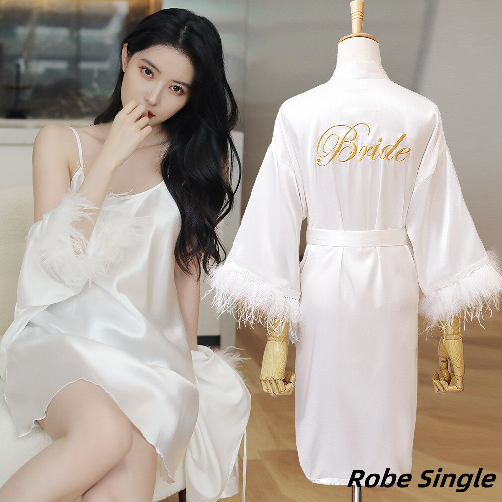 Prodotti Nuovo stile Kimono Robe Women Nightwear Satin Bride Damigella d'onore Abito da sposa Accappatoio Intimo Lingerie Summer Sleepwear