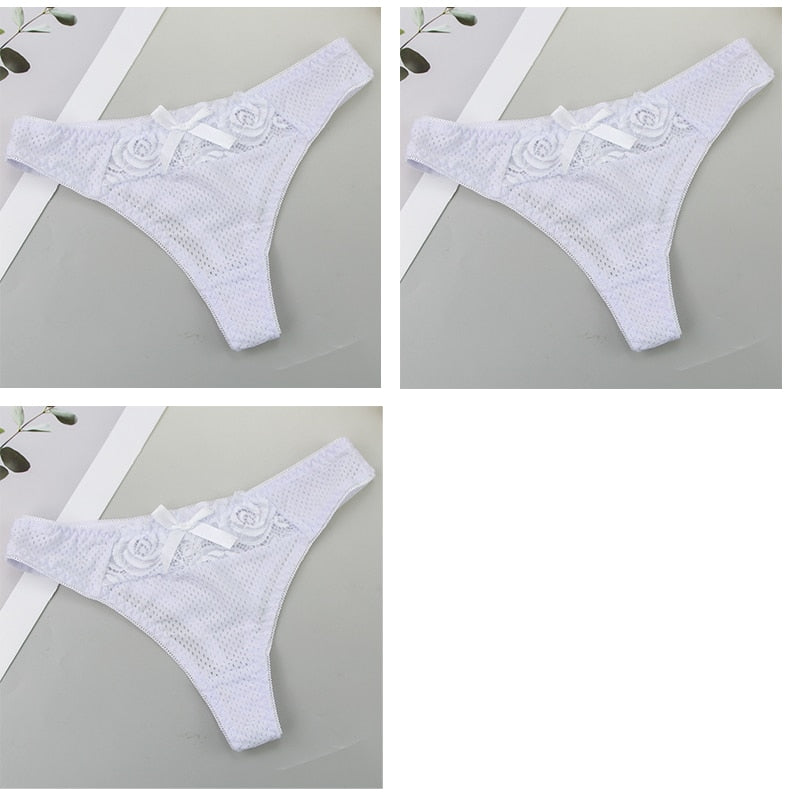 DaiNaFang New 3Pcs G-String Underwear Cotton Women Sexy Gold Solid Low Rise Bow ML XL XXL XXXL Perizoma