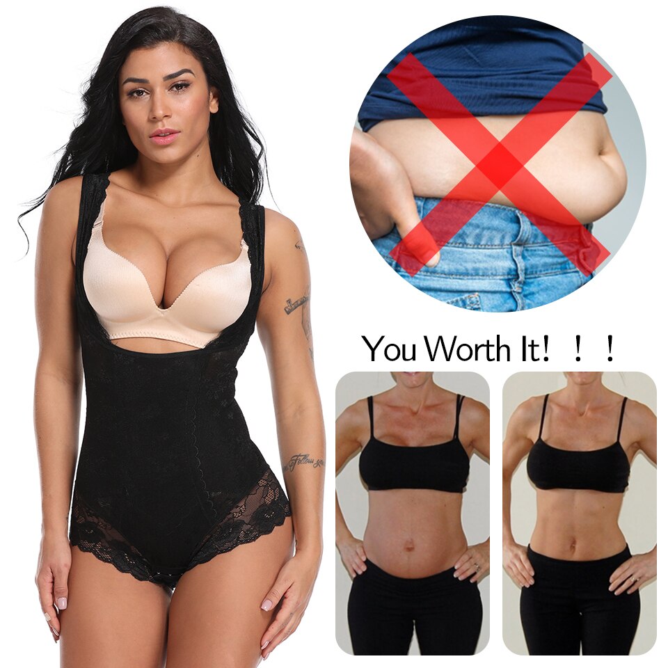 Body modellante in pizzo floreale per donna Tummy Firm Control Slimmer Busto aperto Body Shapers Intimo sollevatore senza schienale