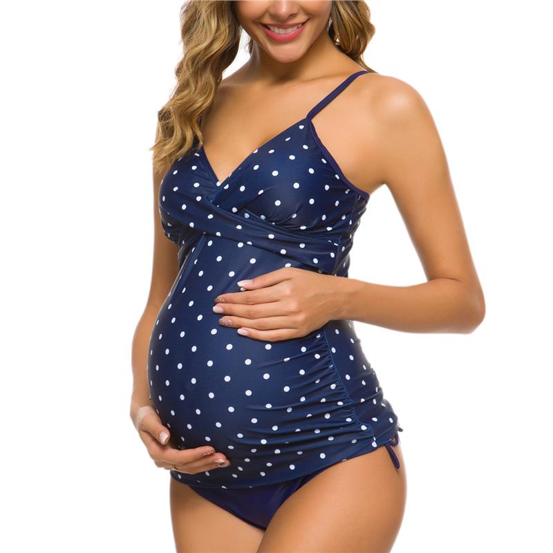 Liu&Qu Costume da bagno premaman da donna Sexy Costume da bagno in due pezzi per gravidanza Costume da bagno con scollo a V Avvolgere sul davanti Tankini Abbigliamento da spiaggia in gravidanza