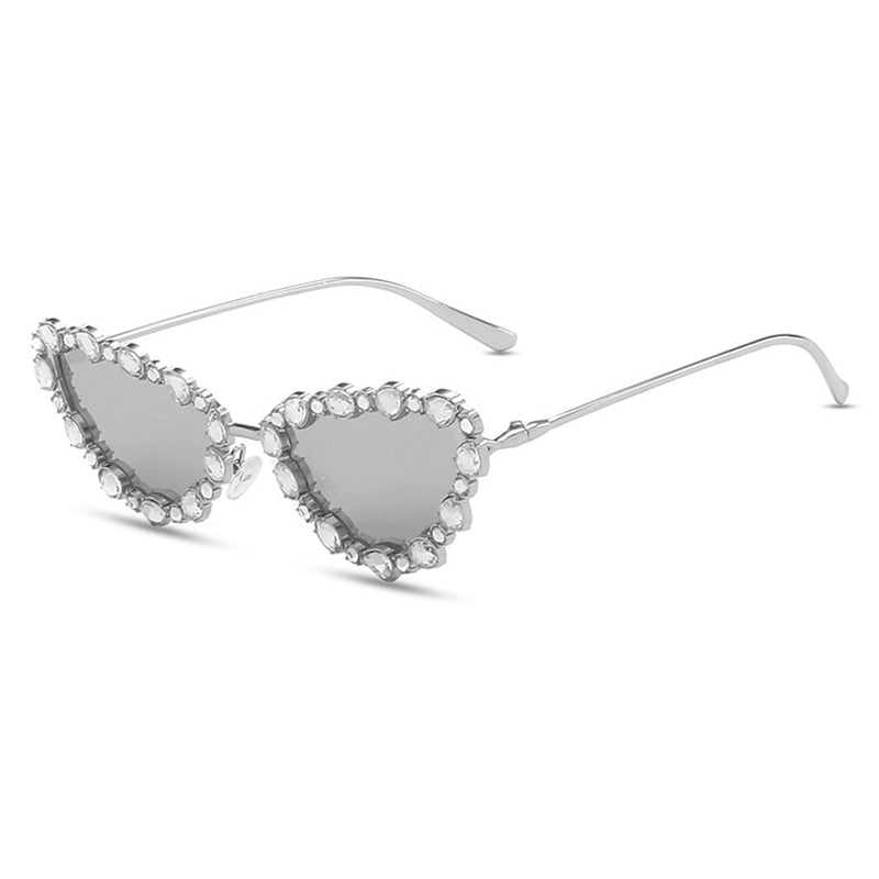 Prodotti SHAUNA Luxury Crystal Women Cat Eye Occhiali da sole Trending Men Metal Frame Occhiali da sole Gradient Mirror Shades UV400