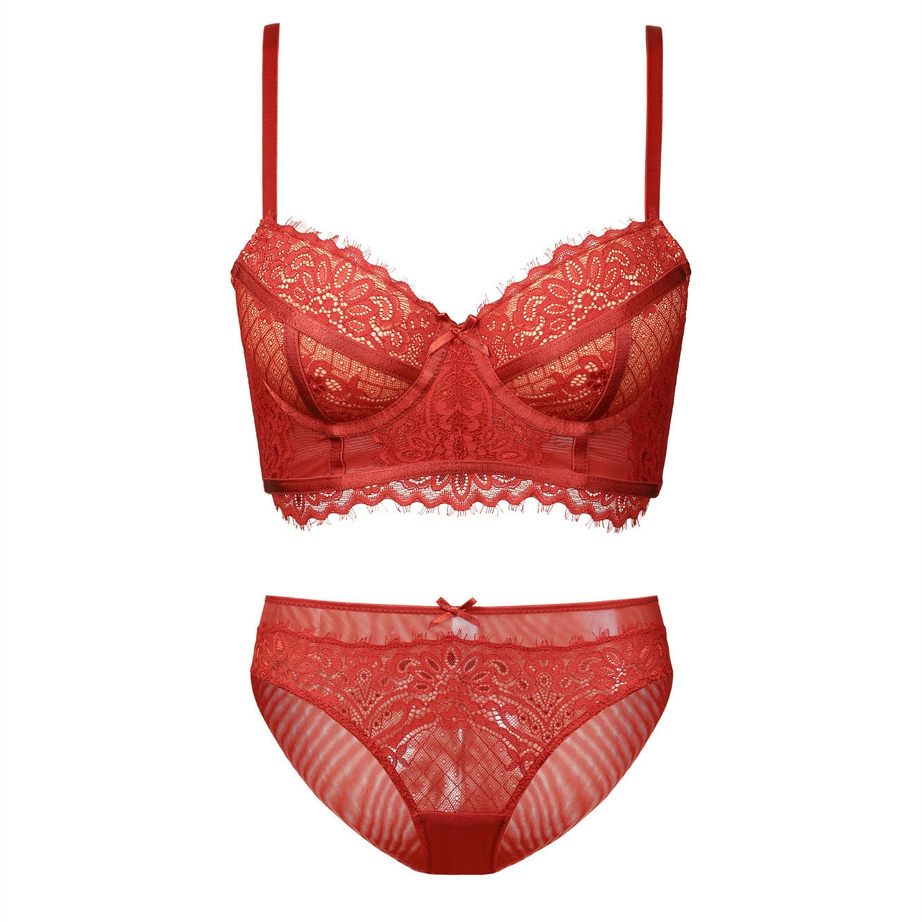 Set di biancheria intima da donna nuova Set di reggiseno push-up con ricami in pizzo sexy Set di reggiseni e mutandine di marche di lingerie comode e romantiche nere