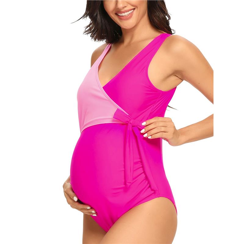 Prodotti Liu&Qu Costume da bagno premaman Intero Elegante scollo a V Costume da bagno gravidanza Cravatta sul davanti Costume da bagno con fiocco Monokini Costume da bagno da spiaggia