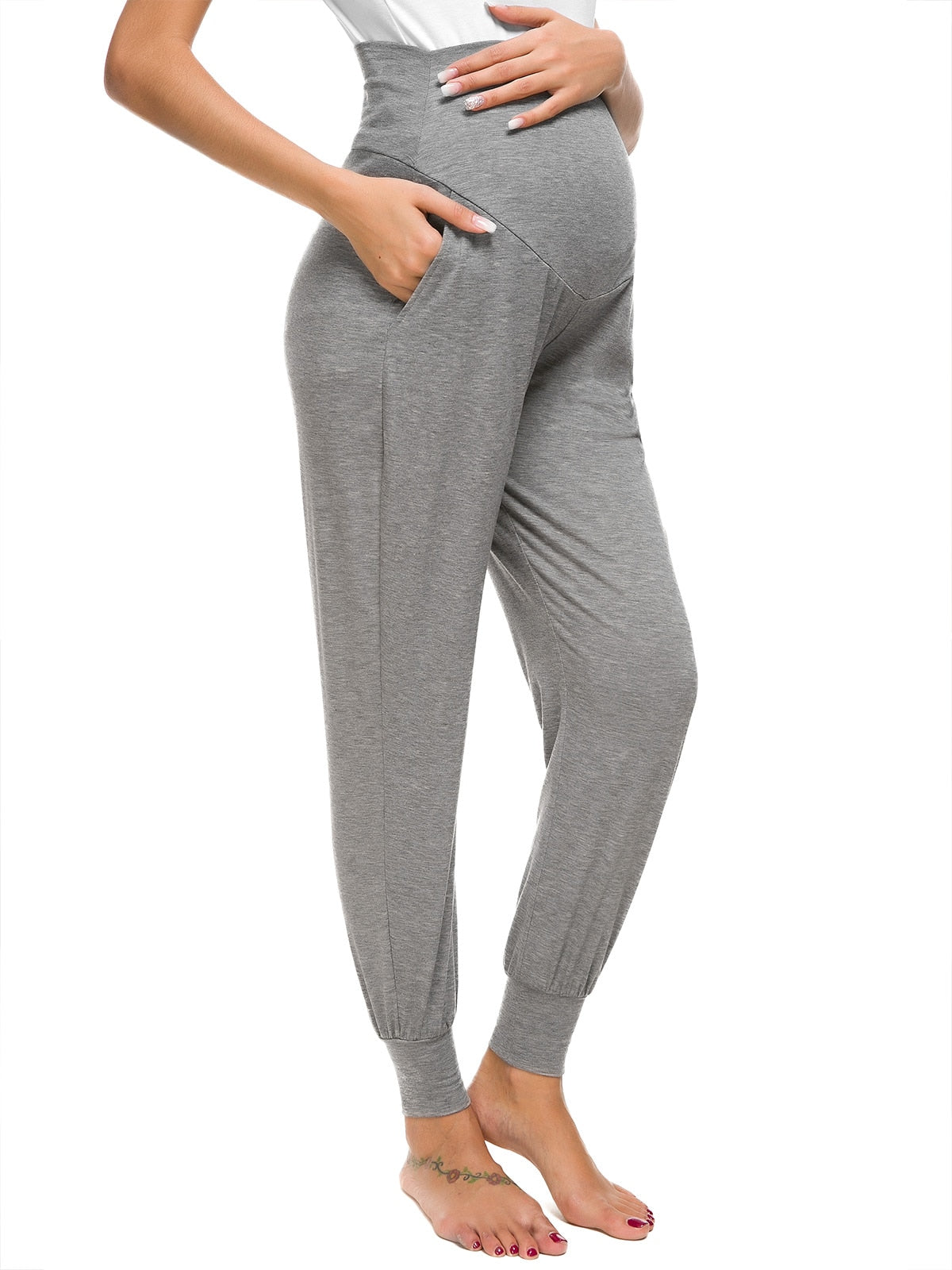 Prodotti Liu & Qu Premaman Pantaloni Casual da Donna Gravidanza Elasticizzati Comodi Pantaloni da Salotto Pantaloni a Vita Alta in Gravidanza con Tasca