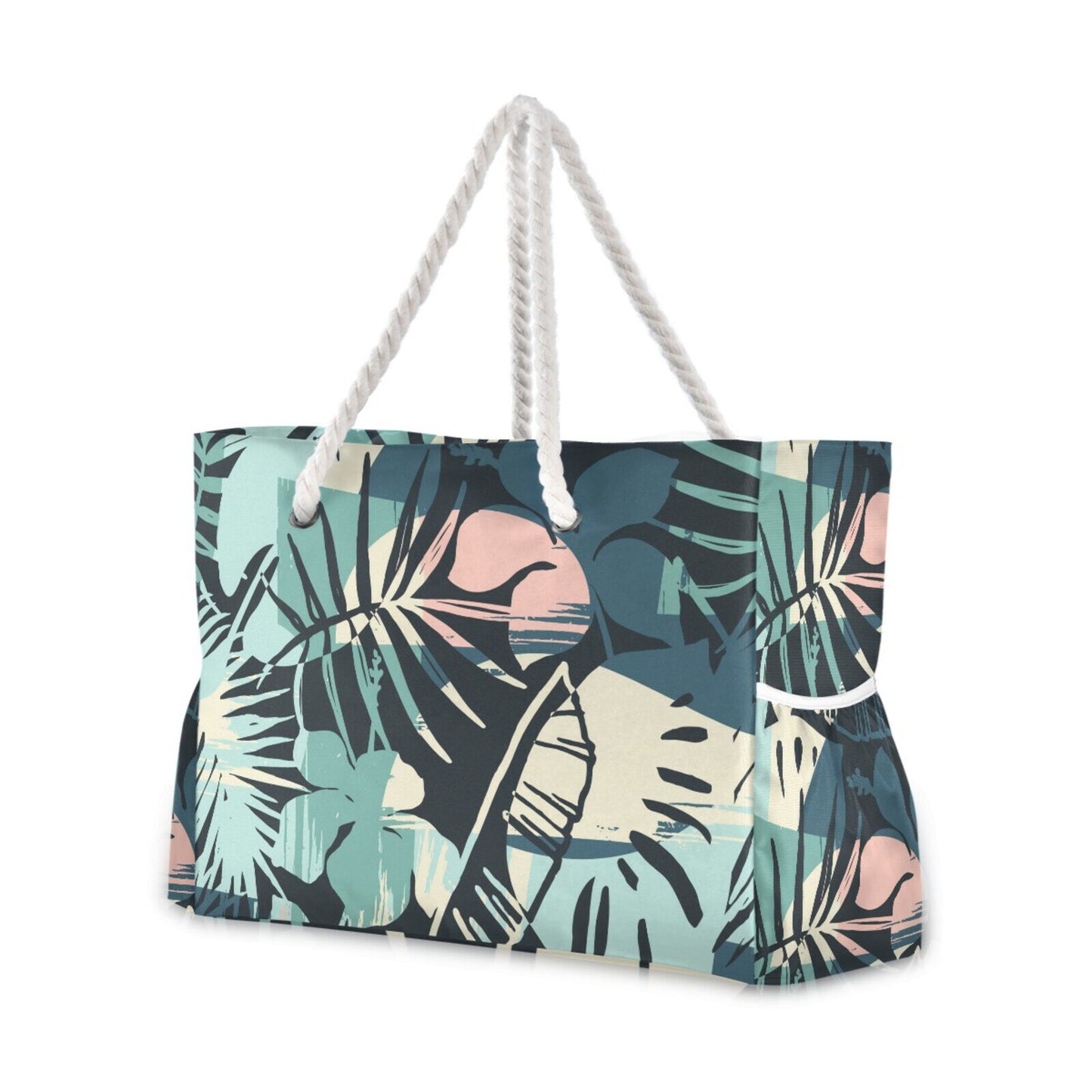 New Beach Tote Bag Moda Donna Estate Grande capacità Palma tropicale Foglie di Monstera Borsa a tracolla Borse per la spesa a mano