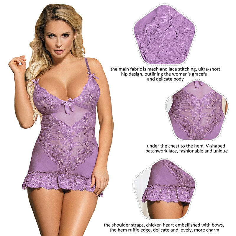 Prodotti Comeonlover Babydoll Bielizna Erotyczna Plus Size Lingerie See Through Erotic Sleepwear Pizzo Porn Nuisette Sex Nightwear RI70218