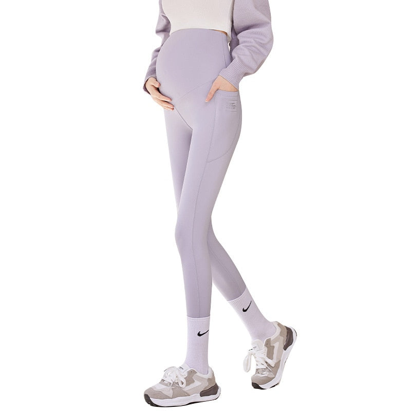 Leggings premaman a vita alta Leggings da donna Tasca per yoga Sport Fitness Leggings Abiti da gravidanza senza cuciture per donne incinte