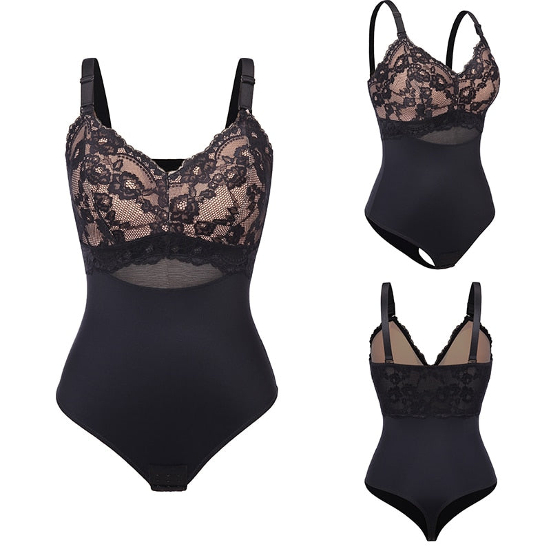 Perizoma in pizzo a rete Body da donna Shapewear Imbottito senza cuciture Shaper per tutto il corpo Vita sottile Controllo pancia Pancia piatta Biancheria intima liscia