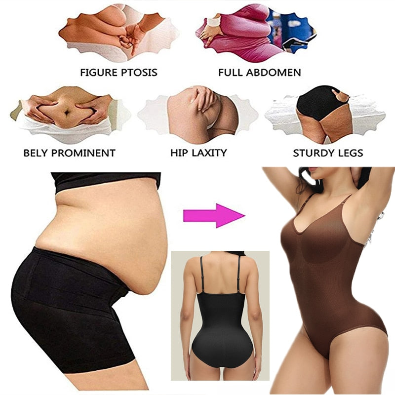 GUUDIA Body con scollo a V Spaghetti Strap Tute a compressione Body con apertura sul cavallo Shapewear Dimagrante Body Shaper Body liscio