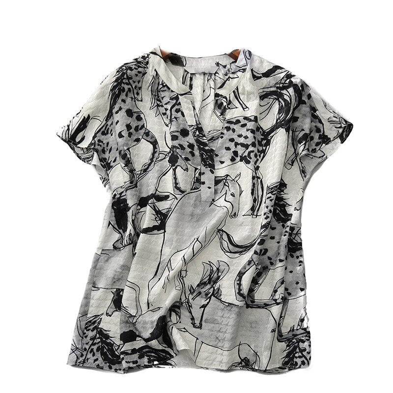 Prodotti TShirt Donna Estate Large Size Camicia a maniche corte T-shirt con scollo a V Casual Stampa a inchiostro Tshirt Top 3Xl Taglia T-shirt per il tempo libero 4XL