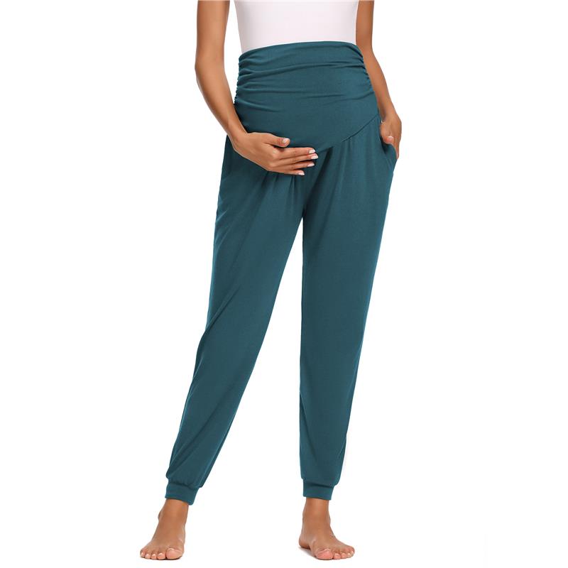 Pantaloni premaman da donna sopra la pancia Pantaloni sportivi da gravidanza elasticizzati a vita alta Comodi pantaloni casual in gravidanza con tasche