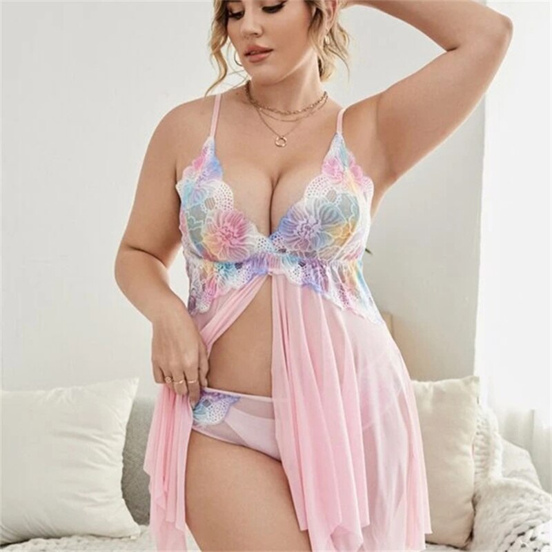 Prodotti Comeonlover Camicia da notte da donna Lingerie Abito da notte diviso Intimo sexy trasparente Biancheria da notte floreale multicolore Camicie da notte da donna