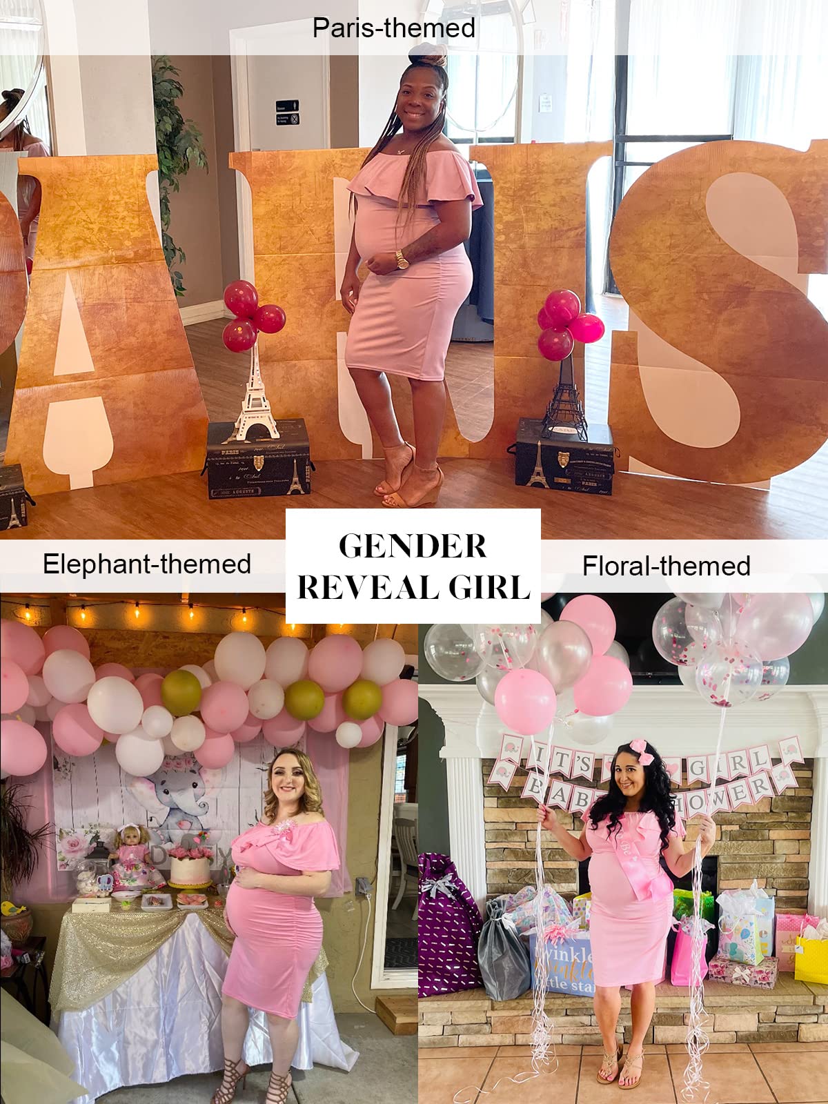 Liu&Qu Abito premaman da donna con spalle scoperte Abito aderente senza maniche con volant Elegante abito aderente con increspature laterali per baby shower