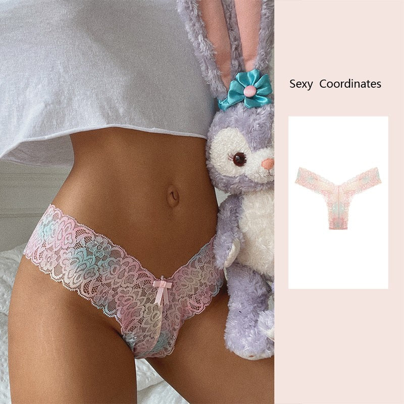 CINOON Perizoma da donna sexy a vita bassa con perizoma Fiori Intimo confortevole Mutandine da donna traspiranti Mutandine intimo ultra sottile