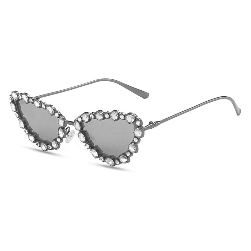 Prodotti SHAUNA Luxury Crystal Women Cat Eye Occhiali da sole Trending Men Metal Frame Occhiali da sole Gradient Mirror Shades UV400