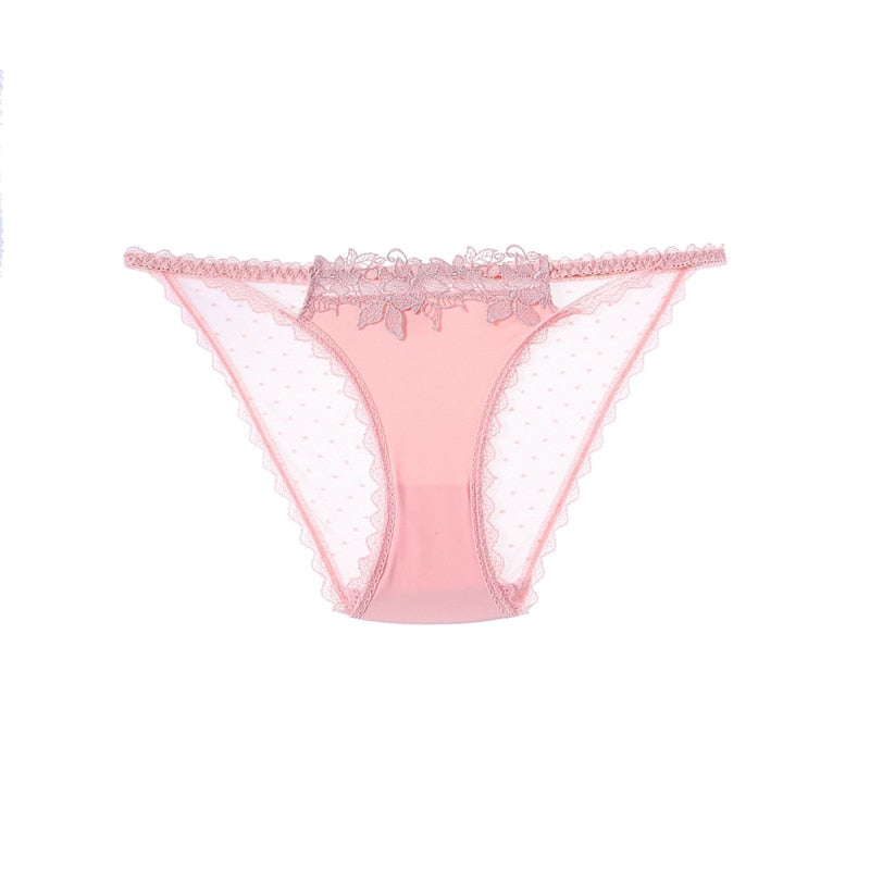 CINOON Mutandine a rete in pizzo da donna Biancheria intima ricamata sexy da donna Slip senza cuciture a vita media Lingerie traspirante da donna