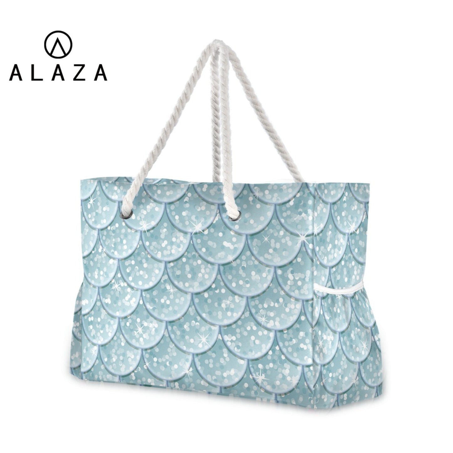 Prodotti Borsa da spiaggia casual da donna Borsa a tracolla in nylon Borsa a tracolla di grande capacità Sirena Acquerello Squame di pesce Borse Tote Crossbody