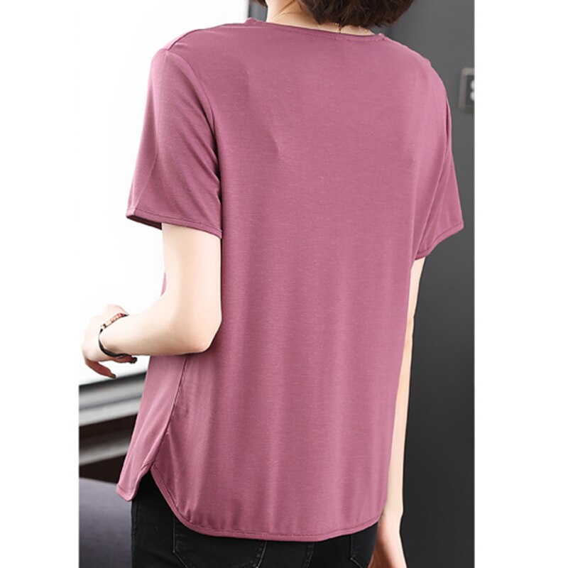 Prodotti T-shirt a maniche corte estive T-shirt con bottoni da donna Moda coreana Abbigliamento donna 2022 Top da donna in cotone Camisetas De Mujer