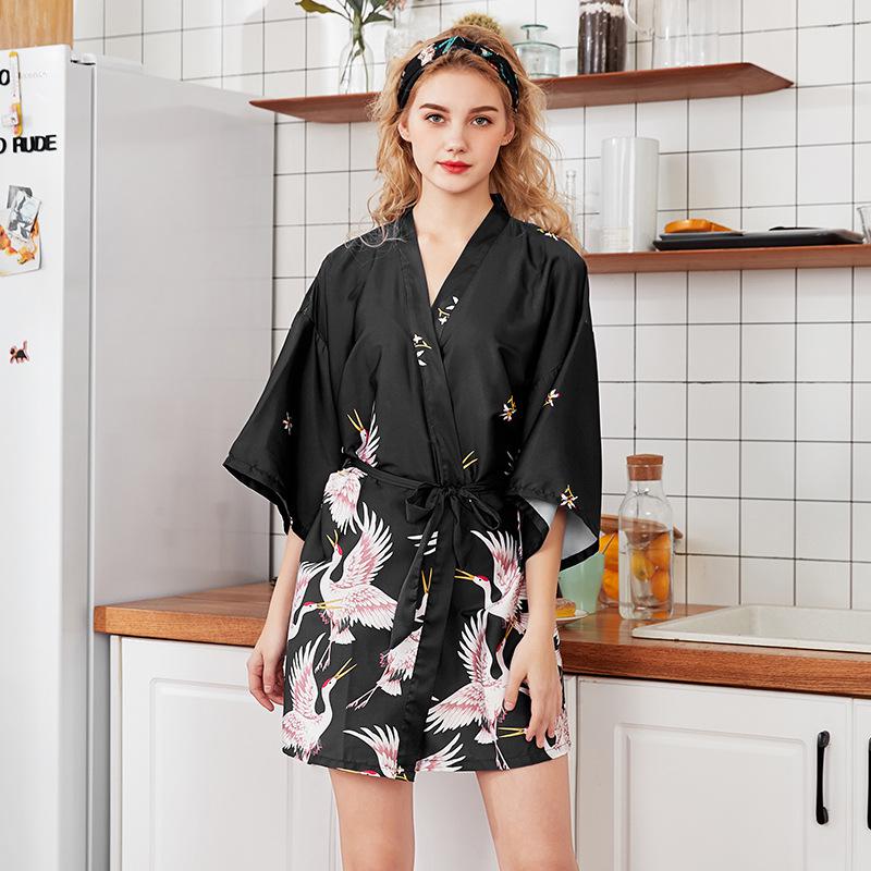 Prodotti Moda Donna Estate Mini Kimono Robe Lady Rayon Bath Gown Yukata Camicia da notte Sleepwear Sleepshirts Pijama Mujer Taglia M-XXL