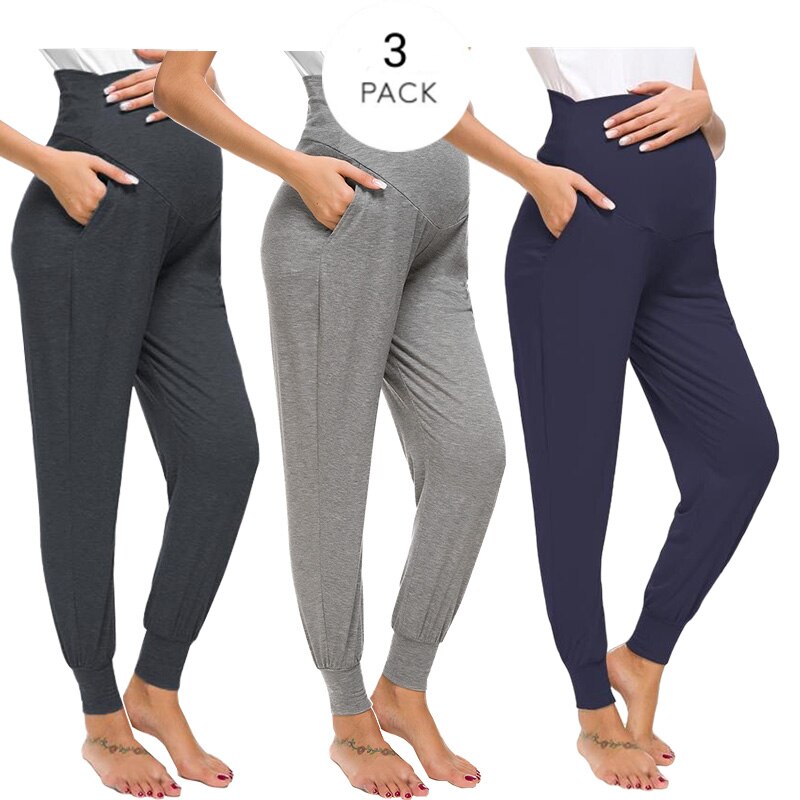 Prodotti Liu & Qu Premaman Pantaloni Casual da Donna Gravidanza Elasticizzati Comodi Pantaloni da Salotto Pantaloni a Vita Alta in Gravidanza con Tasca