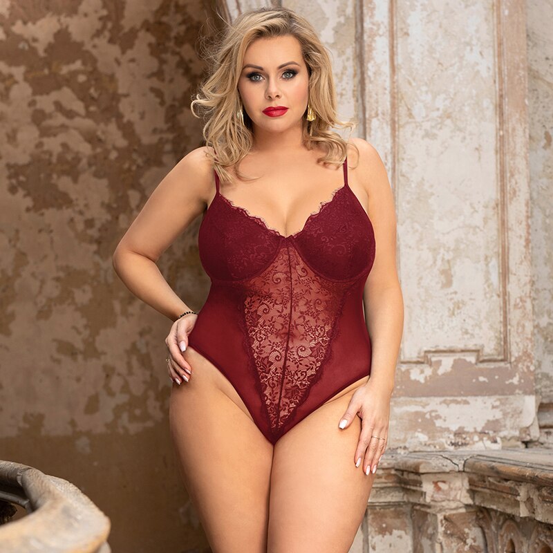 Prodotti Comeonlover Ladies Sexy Teddies Body con ferretto Scollo a V Bodycon Lingerie Tute crotchless Oversize Sheer Tight Underwear