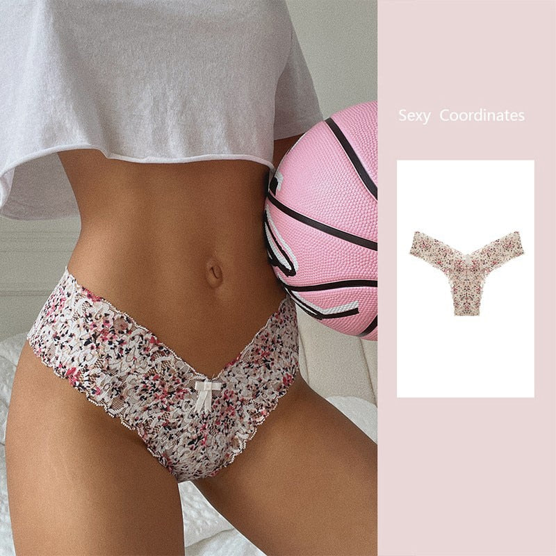 CINOON Perizoma da donna sexy a vita bassa con perizoma Fiori Intimo confortevole Mutandine da donna traspiranti Mutandine intimo ultra sottile