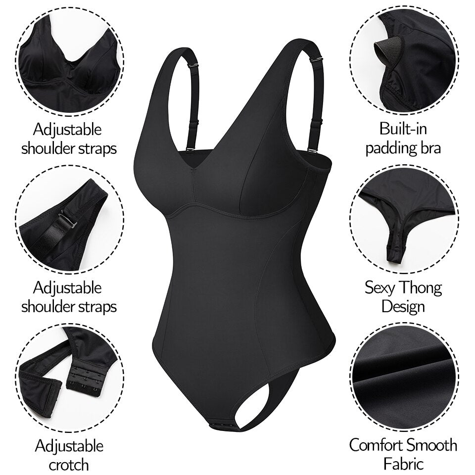 Prodotti Body con scollo a V profondo Shapewear Body perizoma Shaper per donna Allenatore per la vita Body Shaper Intimo snellente Reggiseno incorporato Canotte Top