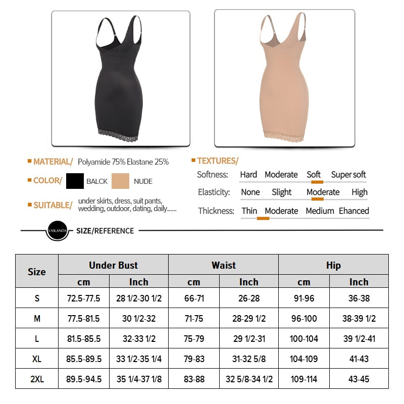 Prodotti Il controllo della pancia scivola Shapewear per le donne sotto i vestiti Completo snellente Body Shaper Body in pizzo senza cuciture Bodycon Dress Underwear