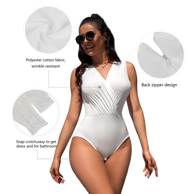 Prodotti Comeonlover Body interi Sexy scollo a V Bikini Tute Costume da bagno oversize Crotchless Push Up Senza maniche Abiti streetwear