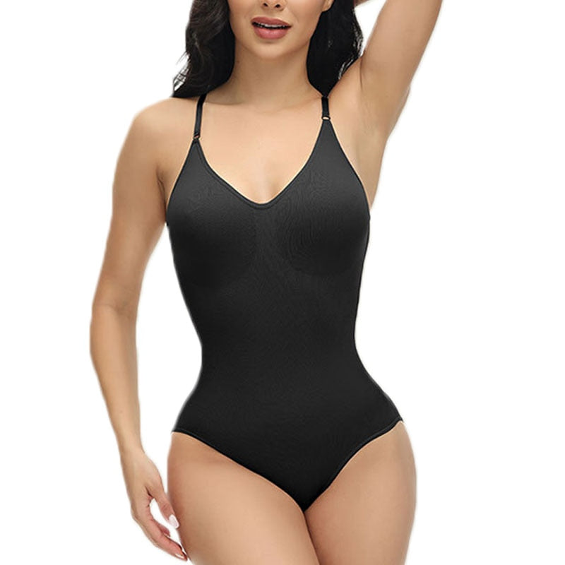 GUUDIA Body con scollo a V Spaghetti Strap Tute a compressione Body con apertura sul cavallo Shapewear Dimagrante Body Shaper Body liscio