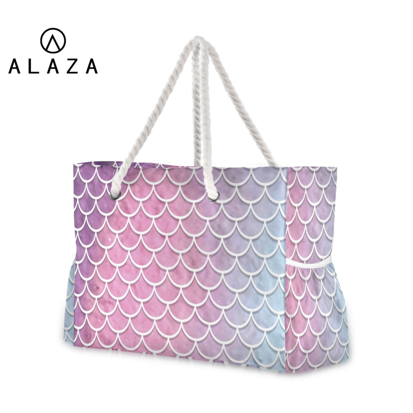 Prodotti Borsa da spiaggia casual da donna Borsa a tracolla in nylon Borsa a tracolla di grande capacità Sirena Acquerello Squame di pesce Borse Tote Crossbody