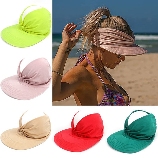 Prodotti New Spring Summer Female Sun Hat Donna ElasticTop resistente ai raggi UV Cappuccio vuoto Visiera a coda di cavallo Chapue Cappello da spiaggia per studentesse