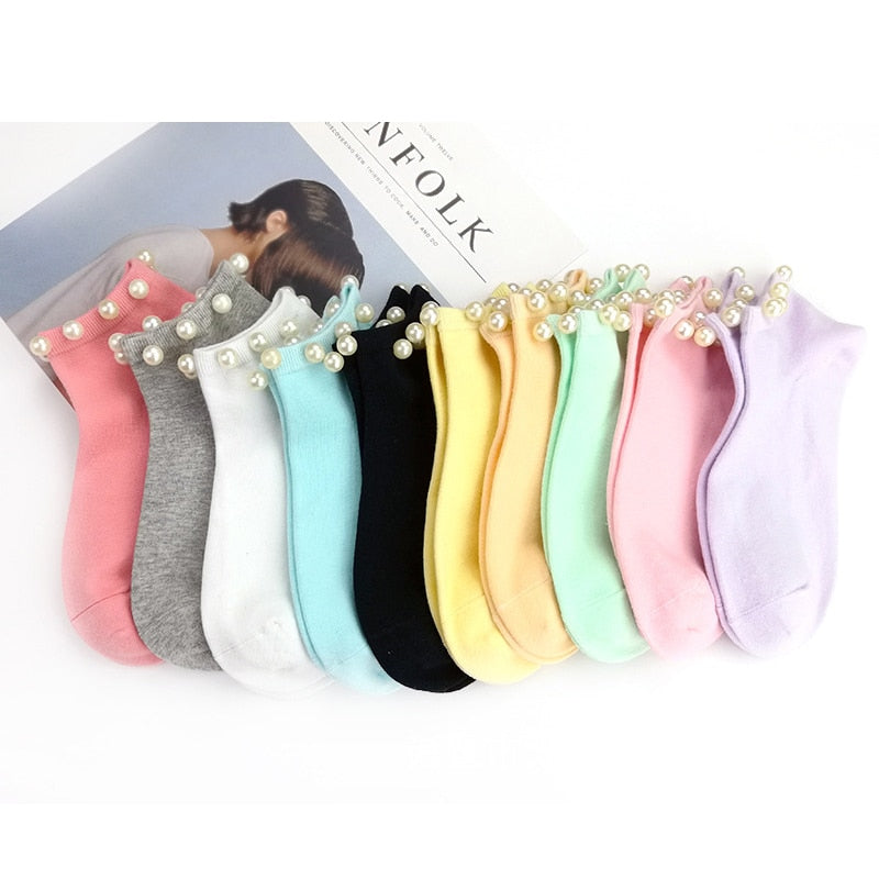 Prodotti Calzini da donna in 9 colori Calzini da donna in cotone color caramella color imitazione perla. Calzini da donna corti da donna casual Calzini da donna Sox