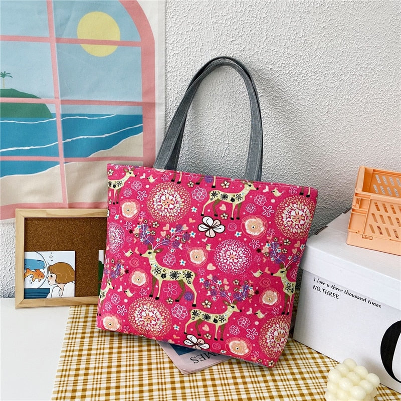 Prodotti Moda pieghevole da donna borsa a mano di grandi dimensioni borsa da donna casual fiore stampa tela Graffiti borsa a tracolla spiaggia Bolsa Feminina