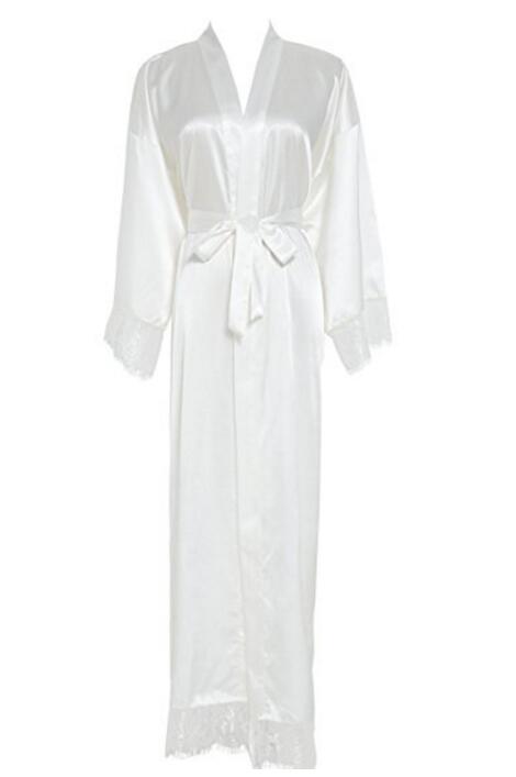 Prodotti Estate Rappezzatura Del Merletto Rappezzatura Del Kimono Robe Sexy Degli Indumenti Da Notte Della Biancheria Chemise Delle Donne di Seta Lunga Camicia Da Notte Da Sposa Abiti da damigella d'onore