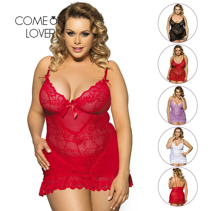 Prodotti Comeonlover Babydoll Bielizna Erotyczna Plus Size Lingerie See Through Erotic Sleepwear Pizzo Porn Nuisette Sex Nightwear RI70218