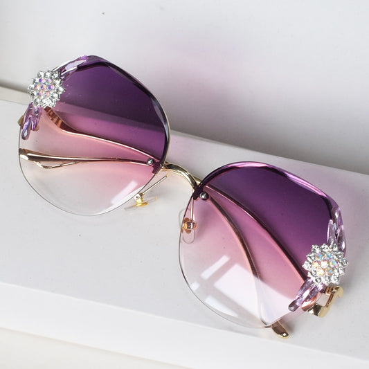 Moda irregolare Occhiali da sole di lusso senza montatura Donne Designer di marca Bling Strass Occhiali da sole Vintage Shades Gafas De Sol