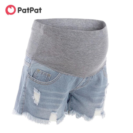 PatPat New Summer Pantaloncini premaman in denim strappato per la cura della pancia Pantaloncini premaman da donna