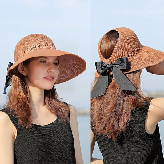 Prodotti 2023 New Fashion Visiera parasole a tesa larga Cappelli Crochet Picnic Beach Protezione UV Scallop Cap Per cappelli da donna estivi all'aperto