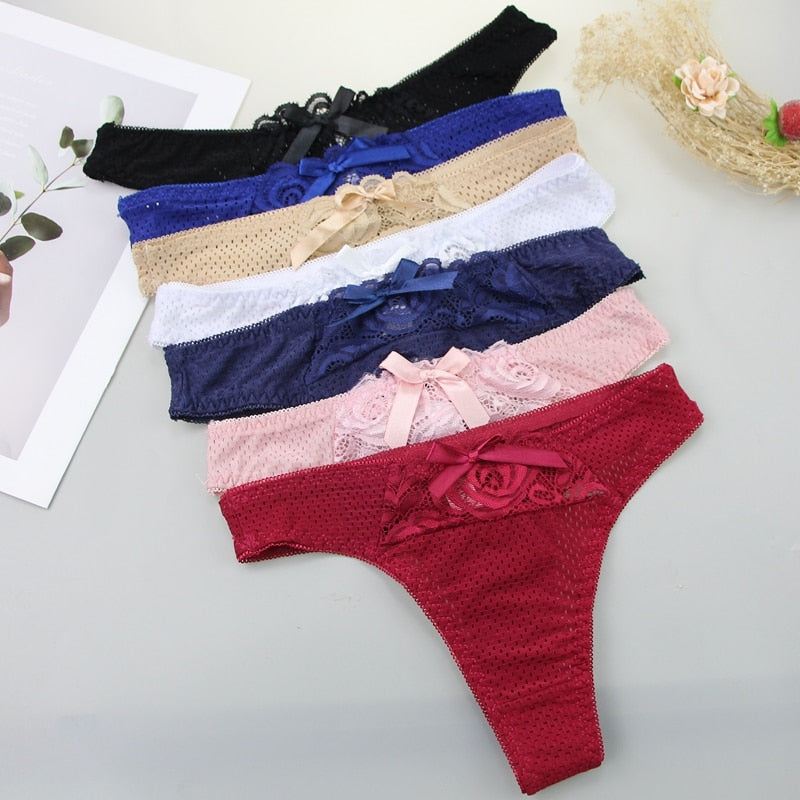 DaiNaFang New 3Pcs G-String Underwear Cotton Women Sexy Gold Solid Low Rise Bow ML XL XXL XXXL Perizoma