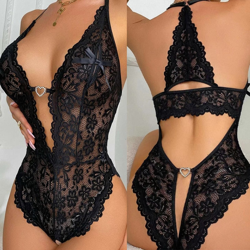 Body sexy per donna Reggiseno aperto Intimo senza cavallo Lingerie sexy Body in pizzo Lenceria Erotic Mujer Sexi Costumi Plus Size