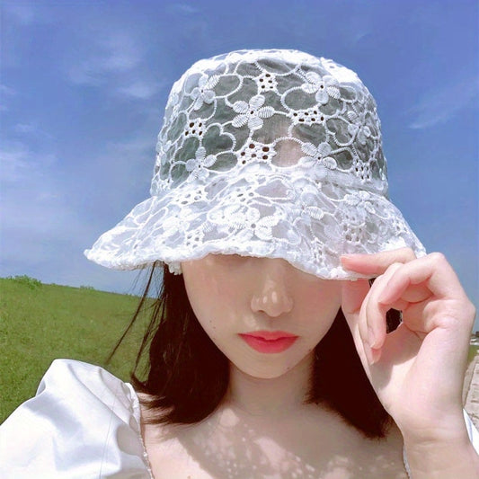 2023 Nuove Donne di Protezione Solare Lase Flower Decor Sottile Cappelli Della Benna Viso Che Copre Traspirante Cappello Da Sole Cappello delle Donne Cap