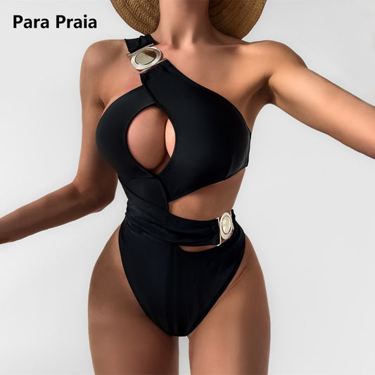 Prodotti Costume da bagno intero asimmetrico scava fuori Para Praia 2023 Costume da bagno donna con scollo all'americana per donna Costume da bagno sexy ritagliato Monokini