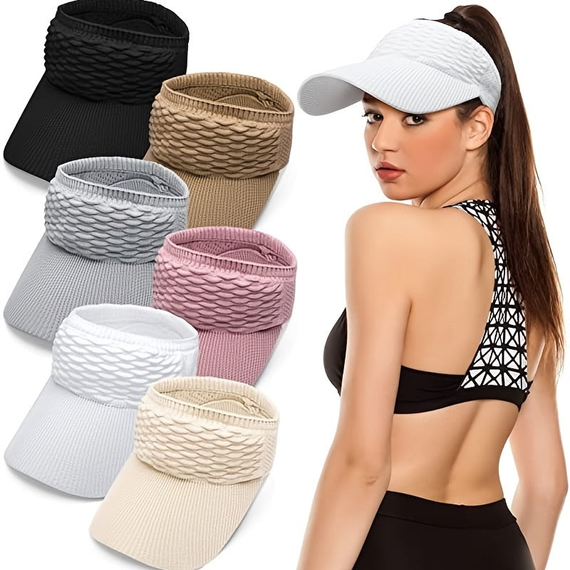 Prodotti 1 Pz Tessuto Sport All'aria Aperta Visiera Parasole Cap Mesh Traspirante Berretti Con Visiera Topless Sole Coda di Cavallo Cappello Per Il Golf Corsa e Jogging Tennis